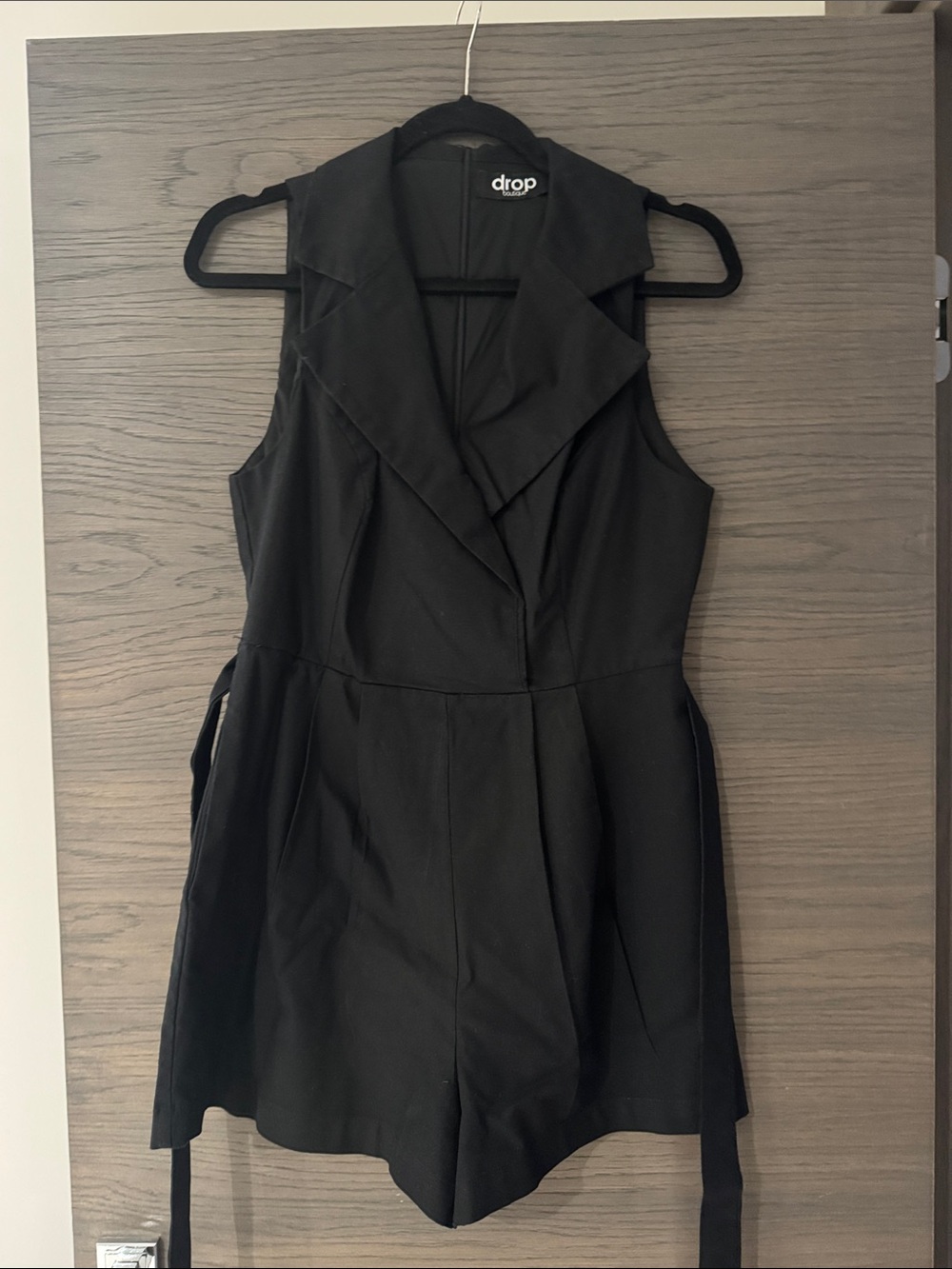 Black Sleeveless Tailored Shorts Romper